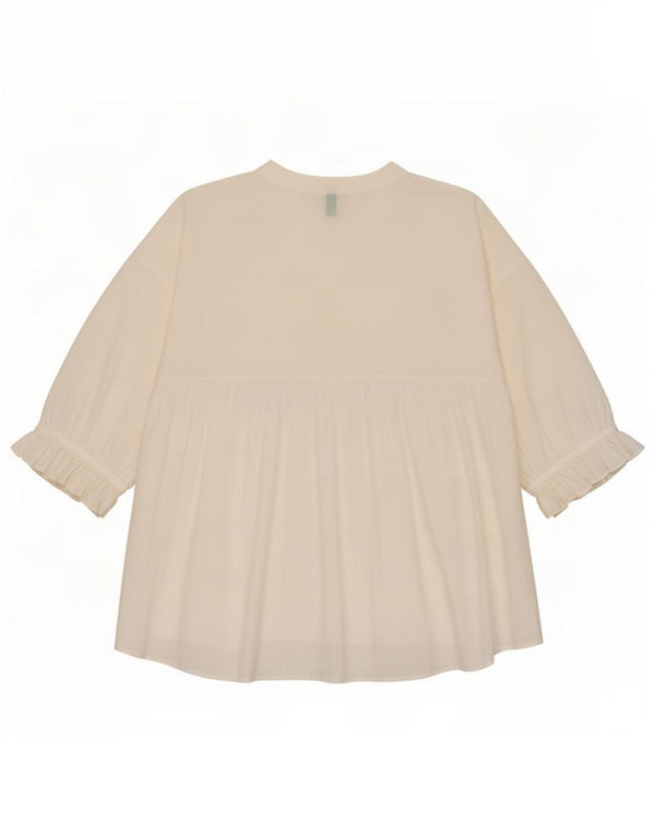 Top tunica manica 3/4 da donna Benetton UK 16 grande bianco