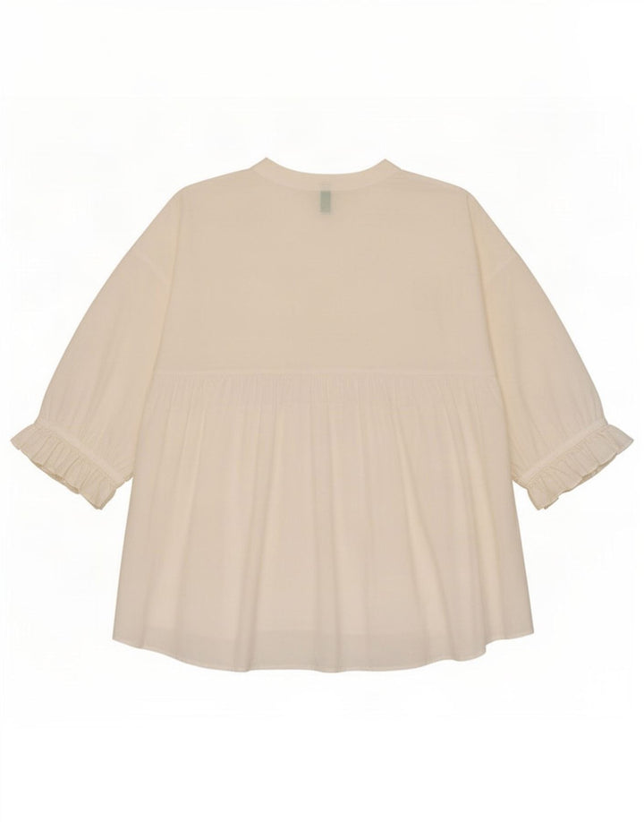 Top tunica manica 3/4 da donna Benetton UK 16 grande bianco