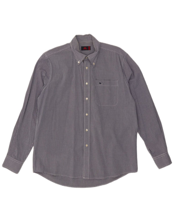 Camicia Kappa da uomo in cotone a quadretti blu navy medio