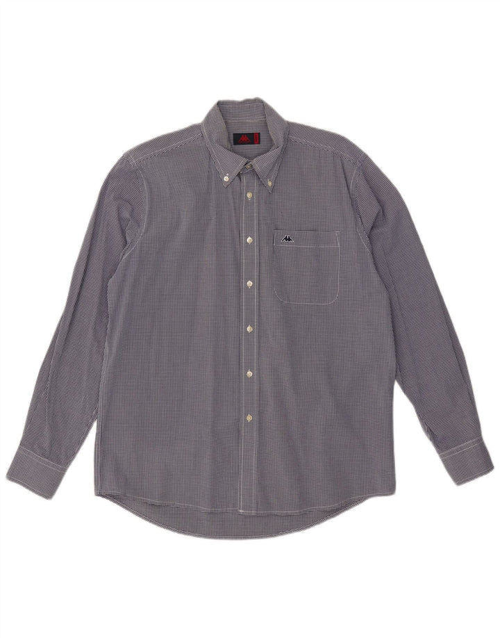 Camicia Kappa da uomo in cotone a quadretti blu navy medio