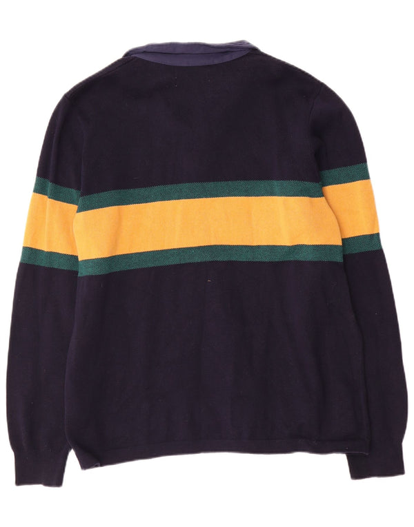Marks & Spencer Maglione da uomo con collo alto a righe grandi blu navy