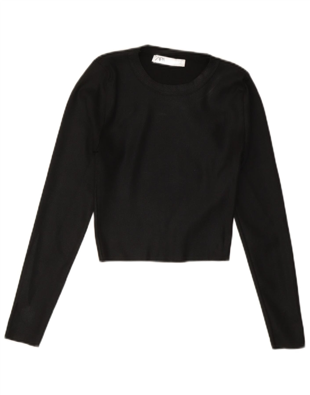 Maglione corto girocollo da donna Zara UK 8 piccolo nero