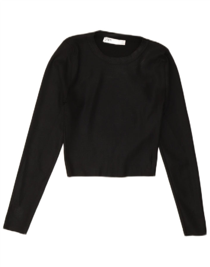 Maglione corto girocollo da donna Zara UK 8 piccolo nero