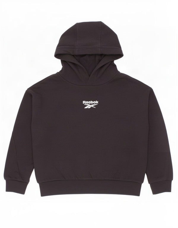 Felpa con cappuccio Reebok per ragazze, 6-7 anni, in cotone color block nero