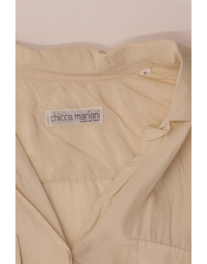Camicetta camicia oversize da donna vintage UK 14 medio bianco sporco