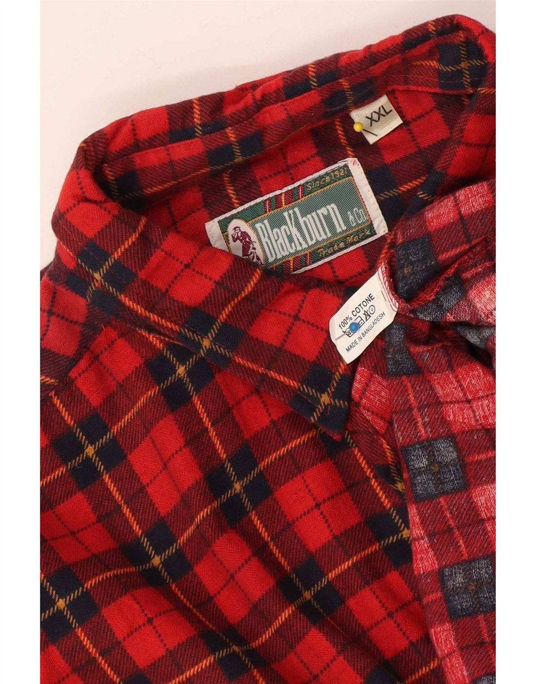 Camicia vintage da uomo in flanella 2XL in cotone a quadri rossi