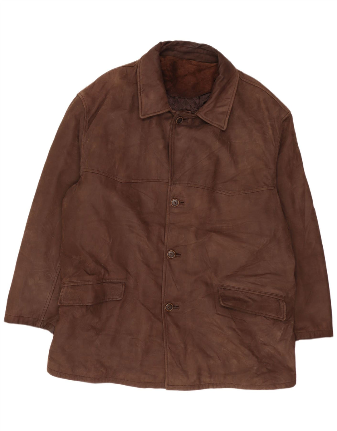 Giacca in pelle vintage da uomo UK 42 XL in pelle marrone