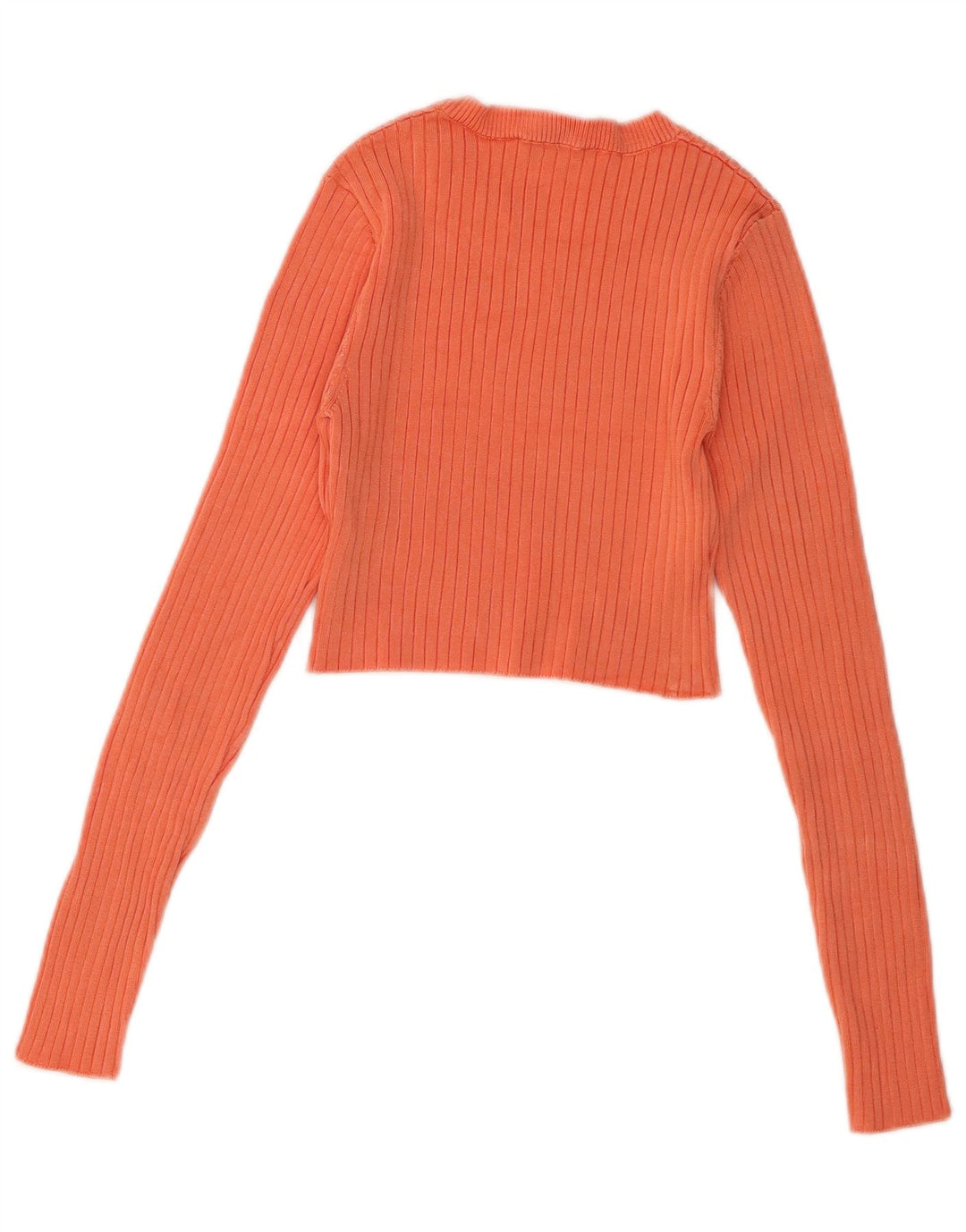 Top corto da donna Zara a maniche lunghe UK 8 Small arancione viscosa