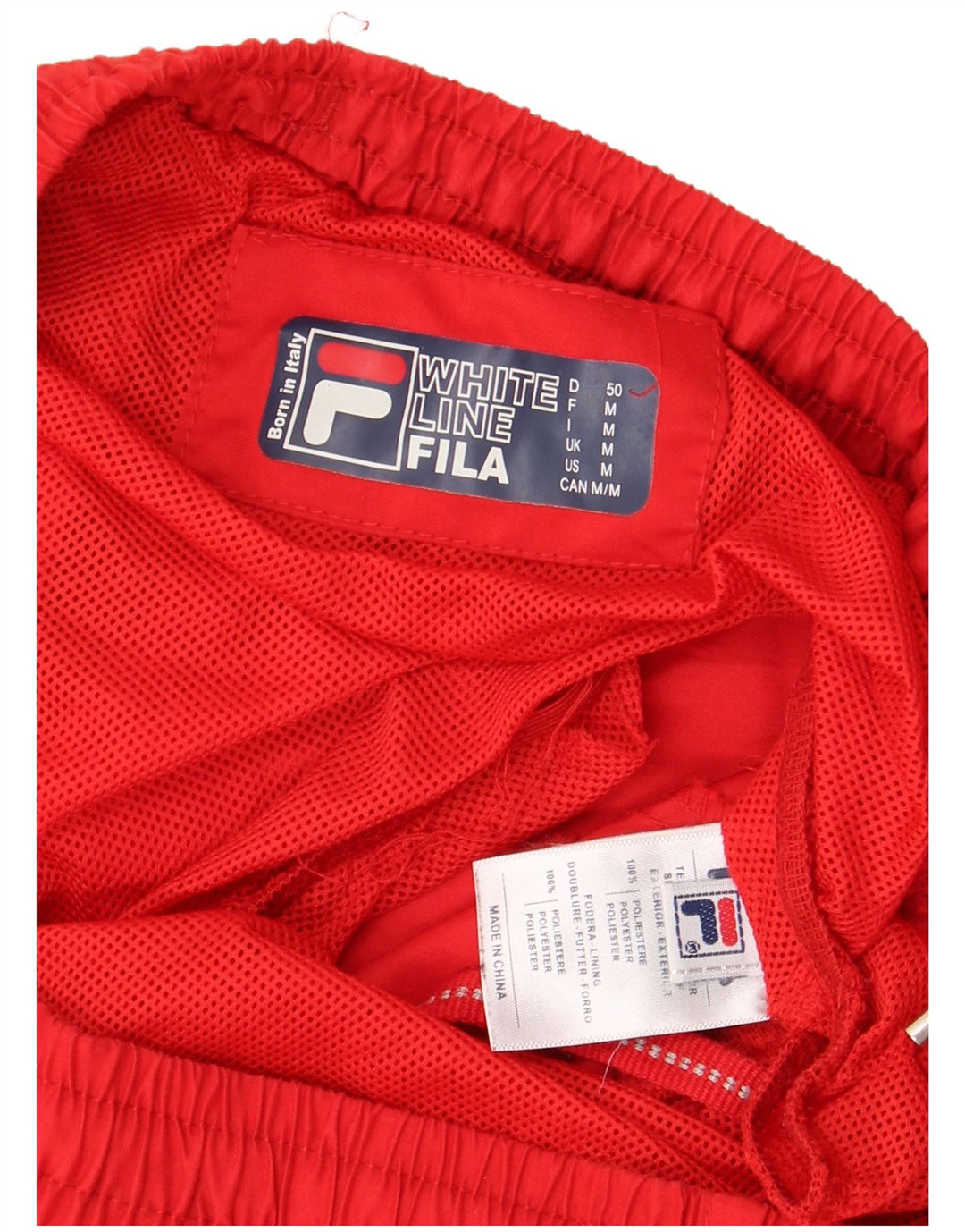 Pantaloncini sportivi FILA da uomo della linea bianca in poliestere rosso medio