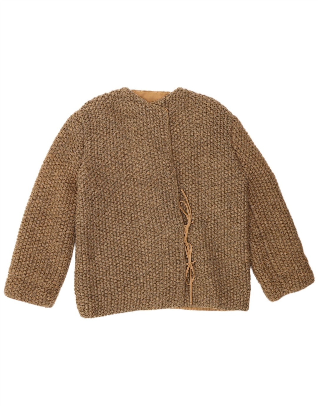 Giubbotto bomber in maglia da donna vintage UK 12 marrone medio