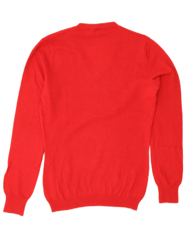 Maglione maglione con scollo a V da donna Calvin Klein Jeans UK 12 Lana rossa media