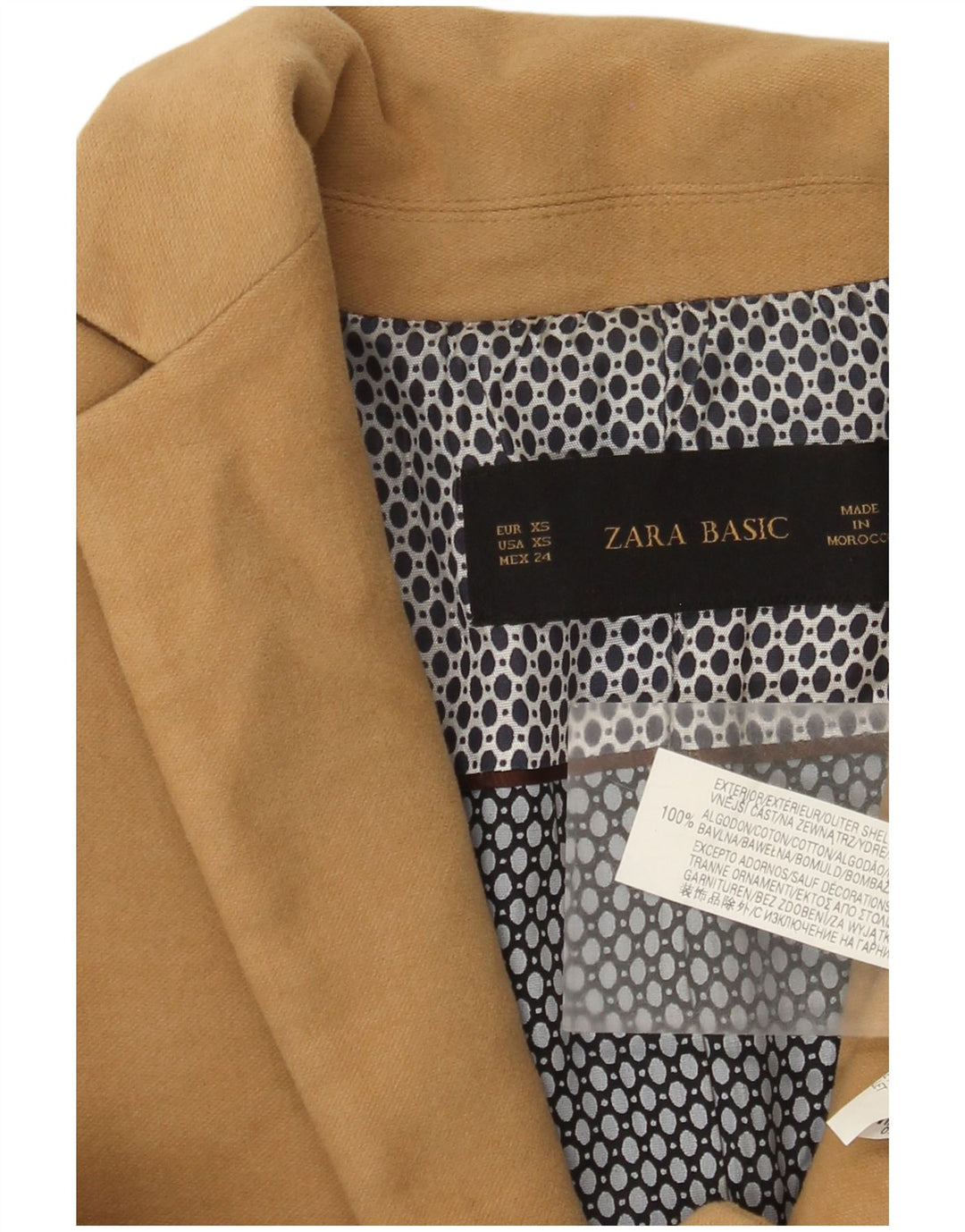 Giacca blazer a 1 bottone da donna Zara UK 6 XS cotone marrone