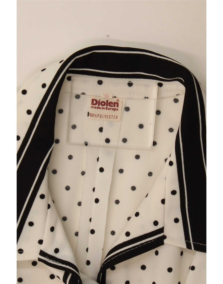 Abito lungo da donna Diolen UK 12 poliestere a pois bianco medio