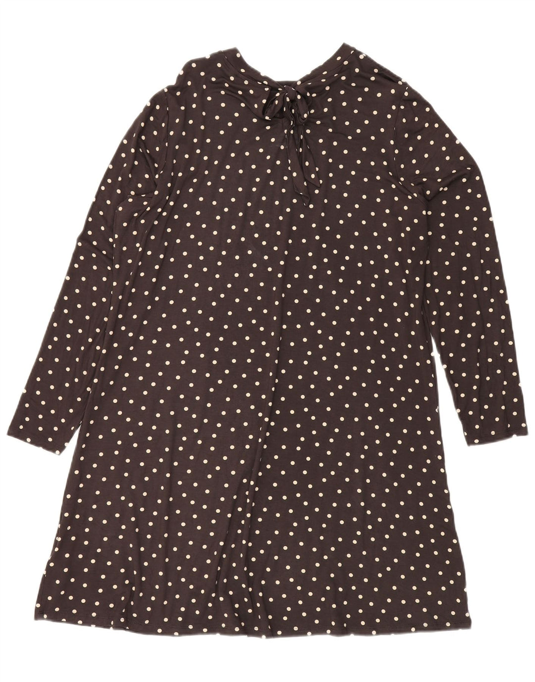 MARKS & SPENCER Abito da donna a trapezio con cravatta sul davanti UK 18 XL Marrone a pois