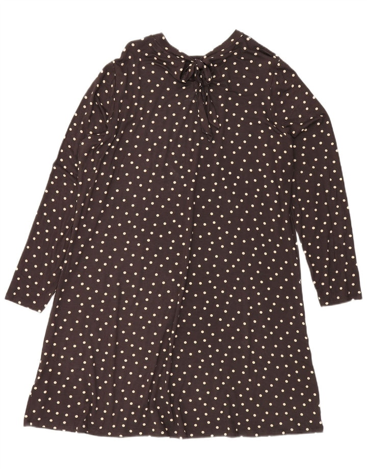 MARKS & SPENCER Abito da donna a trapezio con cravatta sul davanti UK 18 XL Marrone a pois