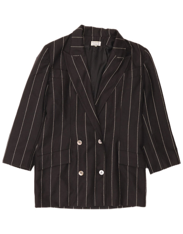 Giacca blazer vintage da donna con maniche a 3/4 IT 48 XL gessato nero