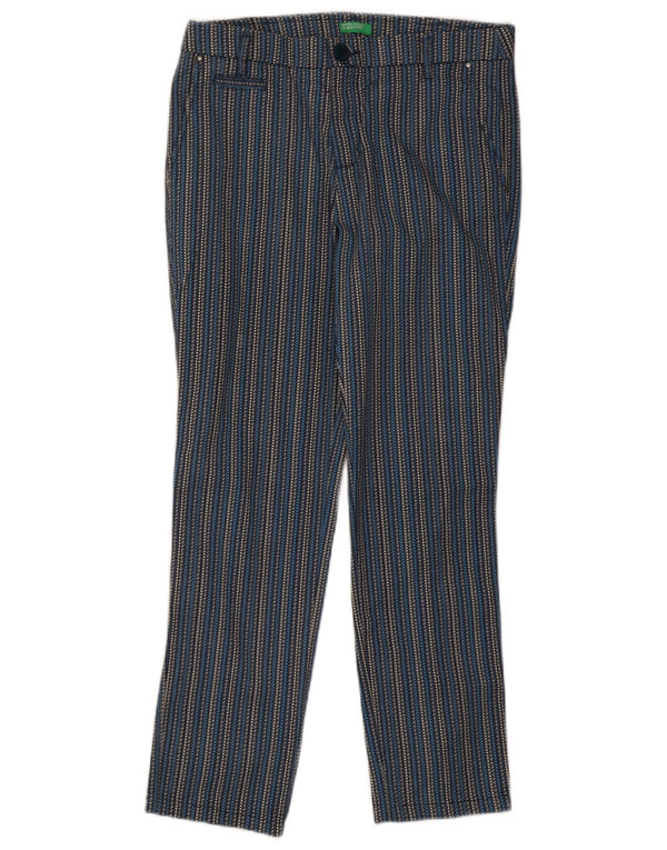 Pantaloni chino slim da donna Benetton UK 10 Small W30 L27 Cotone a righe blu