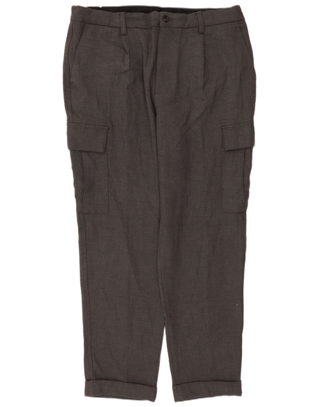 Pantaloni cargo dritti da uomo ZARA EU 46 XL W36 L30 poliestere grigio