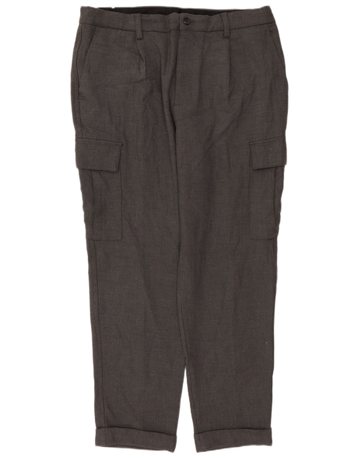 Pantaloni cargo dritti da uomo ZARA EU 46 XL W36 L30 poliestere grigio