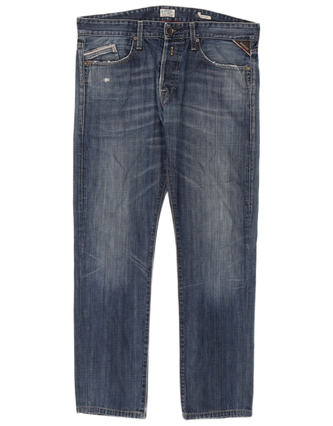 Replay Jeans Waitom Slim Distressed da Uomo W36 L30 Blu