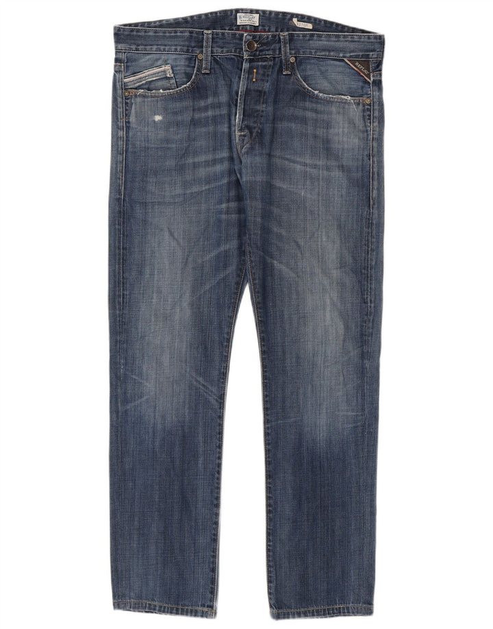 Replay Jeans Waitom Slim Distressed da Uomo W36 L30 Blu