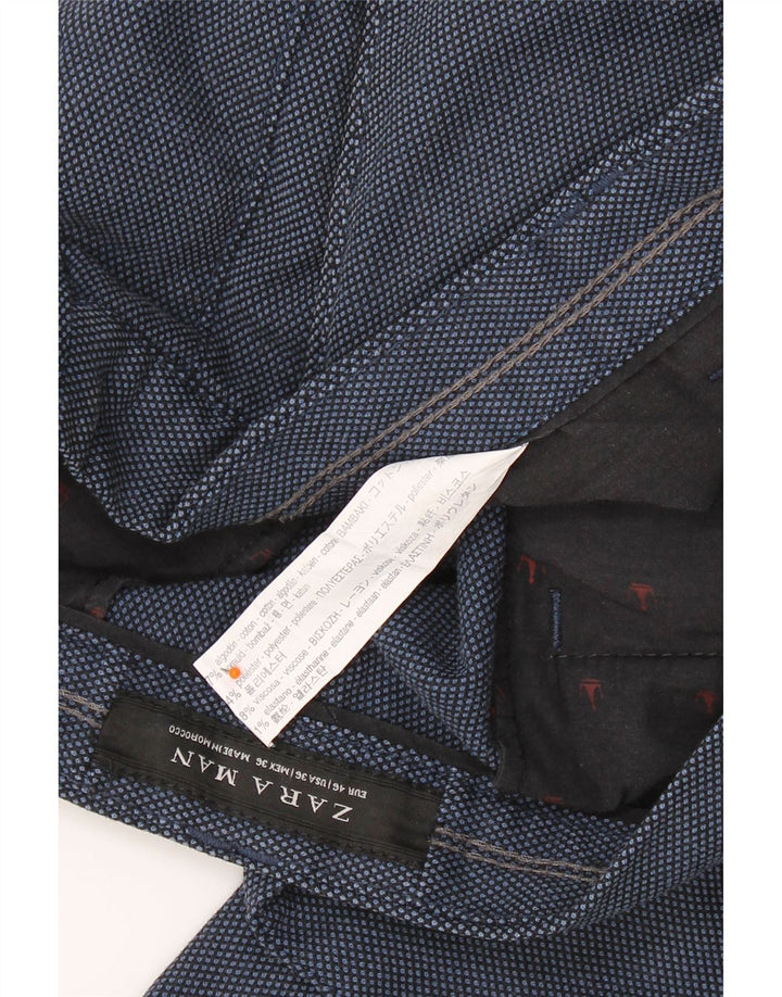 Pantaloni chino slim da uomo ZARA EU 46 XL W36 L32 cotone maculato blu navy