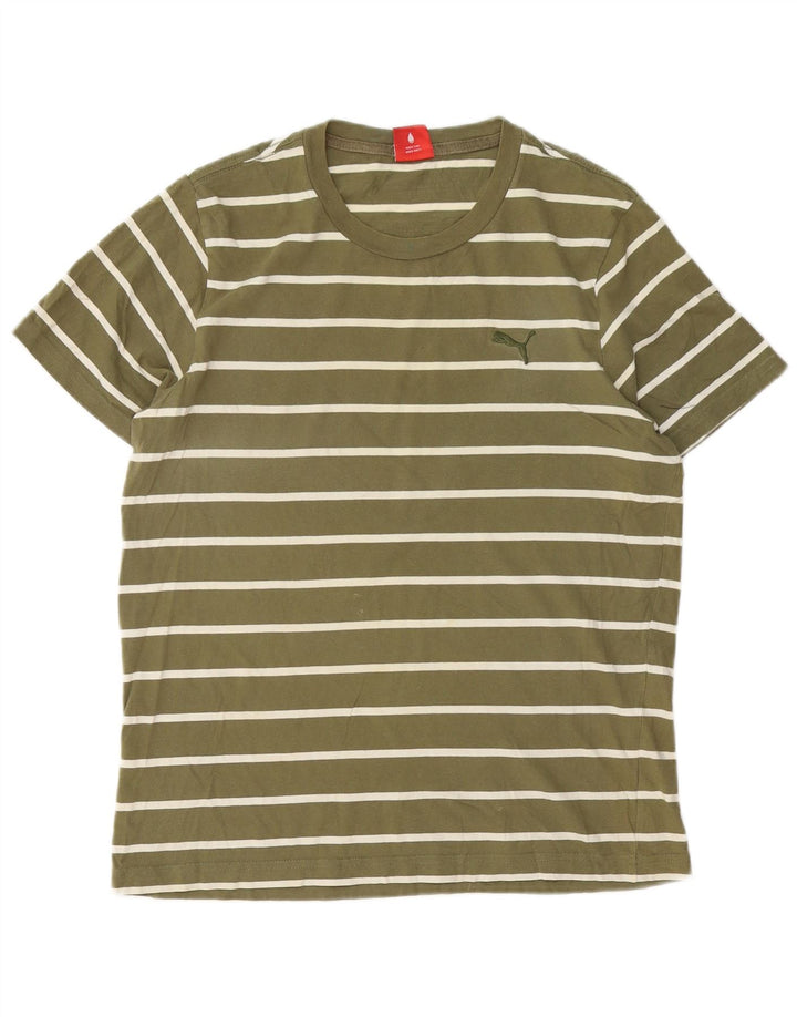 T-shirt da uomo Puma Top in cotone a righe medie kaki