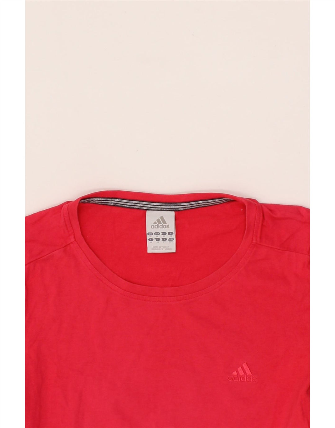 ADIDAS Womens T-Shirt Top UK 14 Medium Red Cotton Vintage Adidas and Second-Hand Adidas from Messina Hembry 