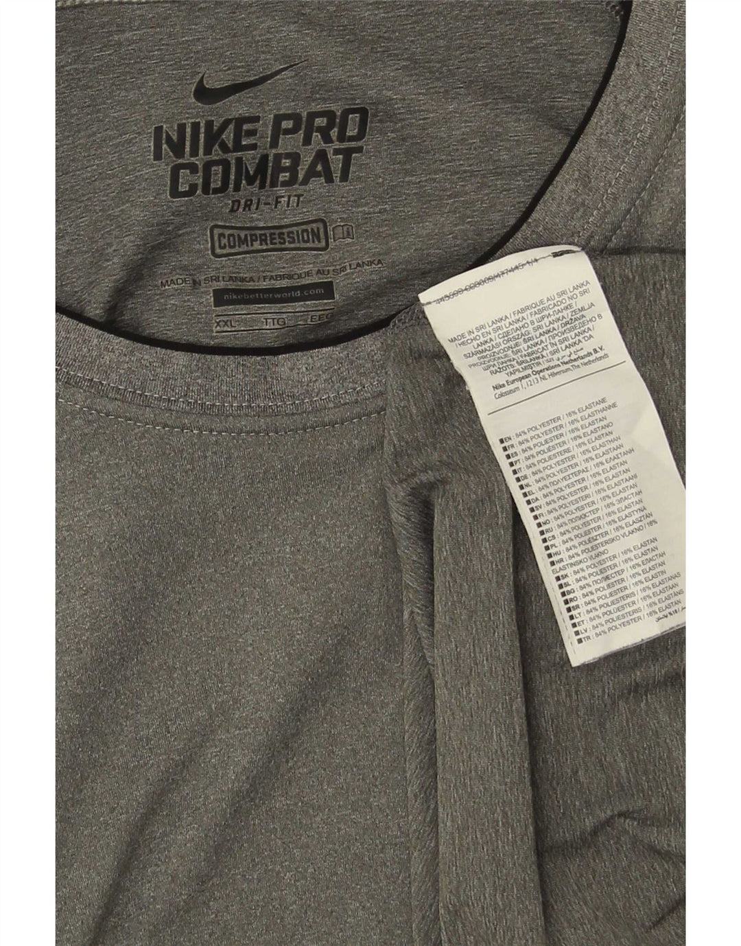 T-shirt a compressione da uomo Nike Top 2XL poliestere chiazzato grigio