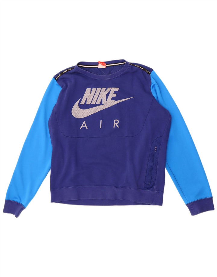Felpa grafica da uomo Nike Felpa in cotone color block blu medio