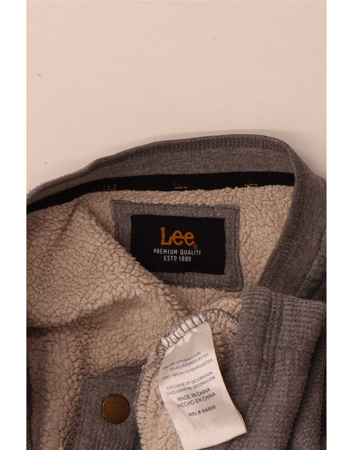 Felpa da uomo Lee con collo abbottonato, maglione piccolo in cotone grigio