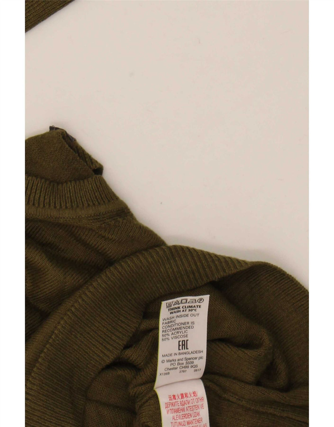 Maglione maglione girocollo oversize da donna Marks & Spencer UK 10 piccolo kaki