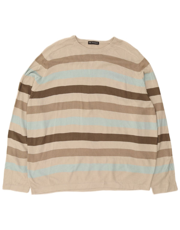Maglione maglione girocollo da uomo Marks & Spencer 2XL Acrilico a righe beige