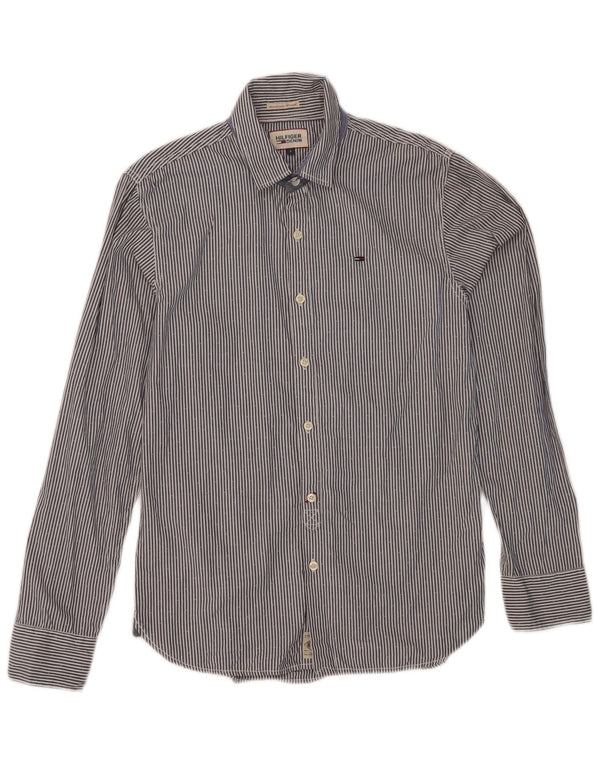 Camicia da uomo Tommy Hilfiger piccola in cotone gessato blu