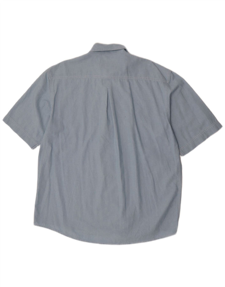 Camicia a maniche corte da uomo del Progetto Europeo XL in cotone blu
