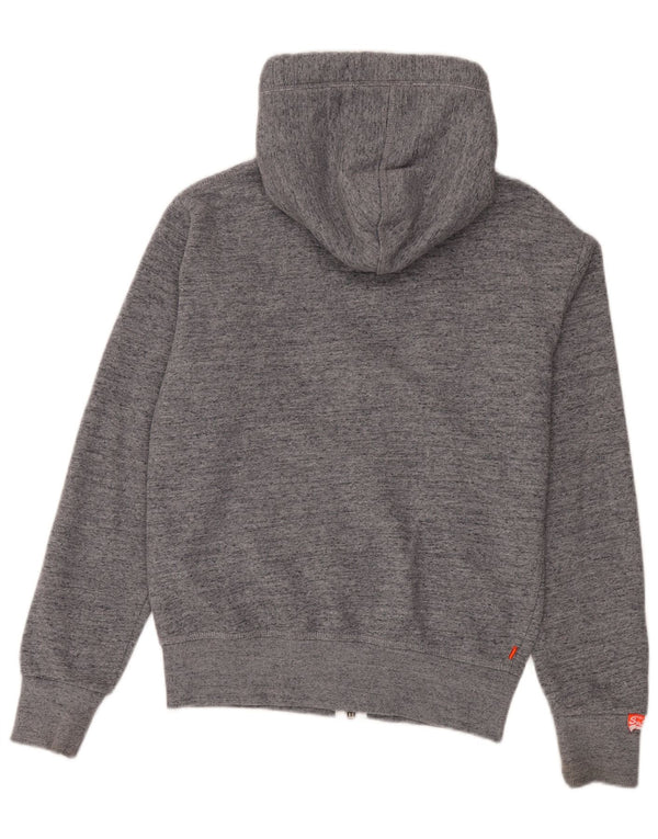 Maglione con cappuccio e zip da uomo Superdry in cotone chiazzato grigio piccolo
