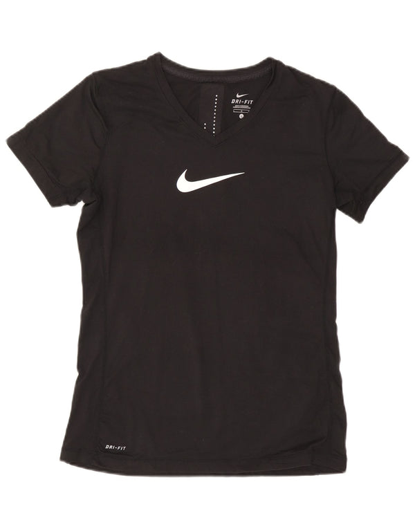 T-shirt grafica Nike Dri Fit da donna, taglia UK 14, grande, poliestere nero