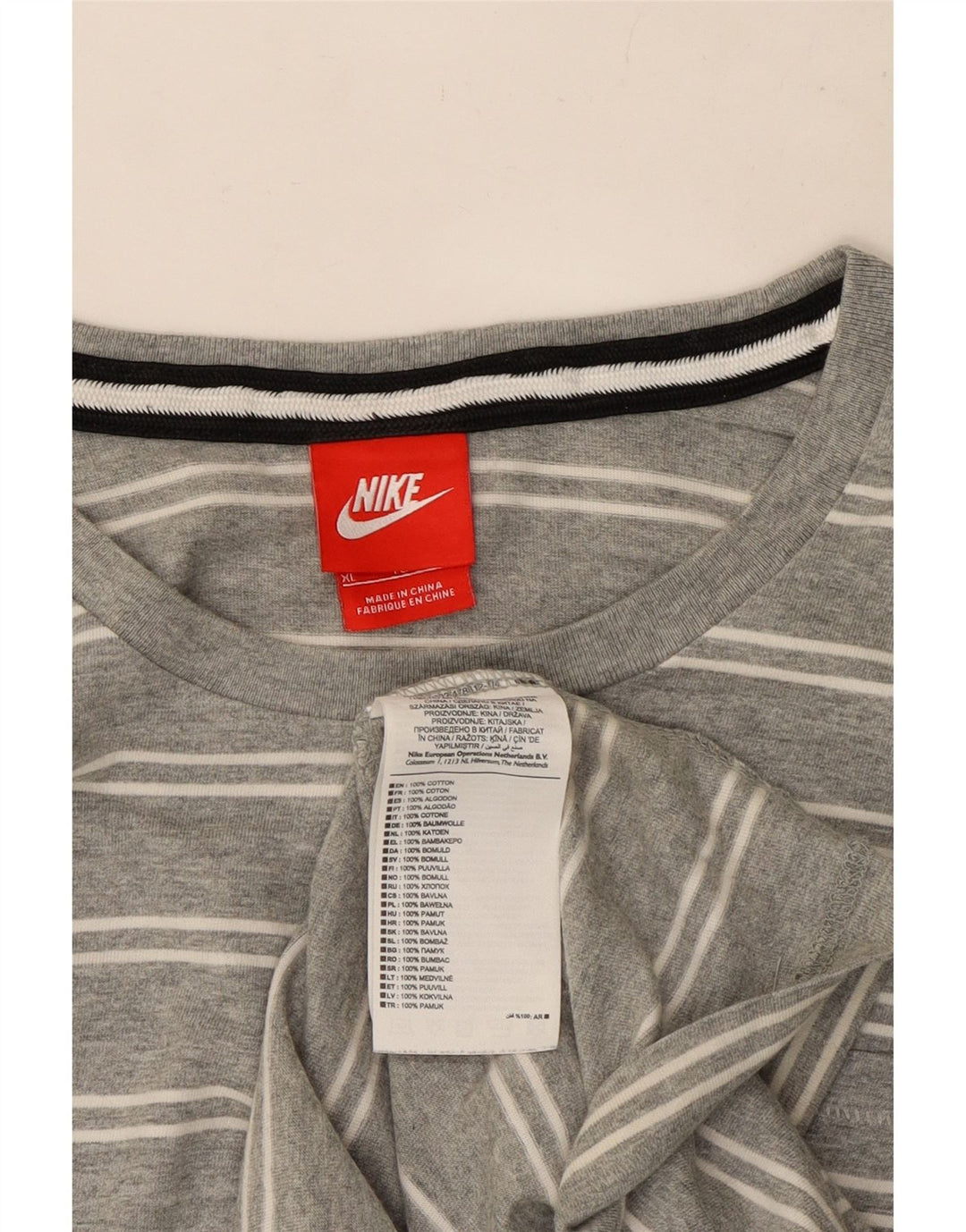 Top Nike da uomo a maniche lunghe XL in cotone a righe grigie