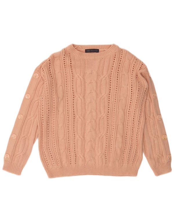MARKS & SPENCER Maglione girocollo da donna UK 12 Cotone rosa medio
