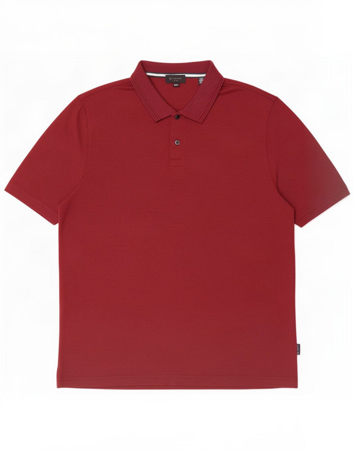 Ted Baker Polo da uomo taglia 6 2XL Borgogna Poliestere