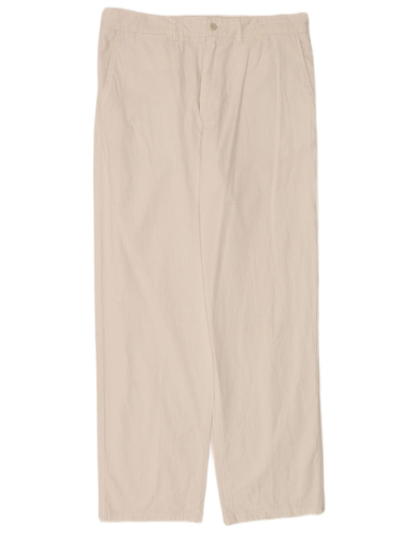 Pantaloni chino dritti da uomo Avirex W36 L32 lino bianco