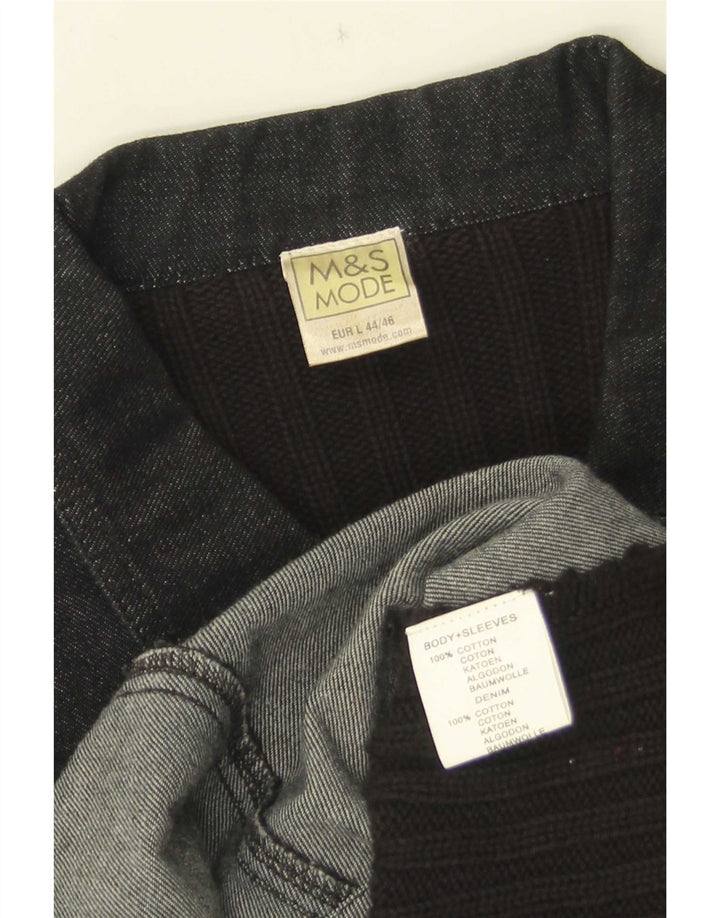 Maglione cardigan da donna Marks & Spencer UK 16 grande cotone nero