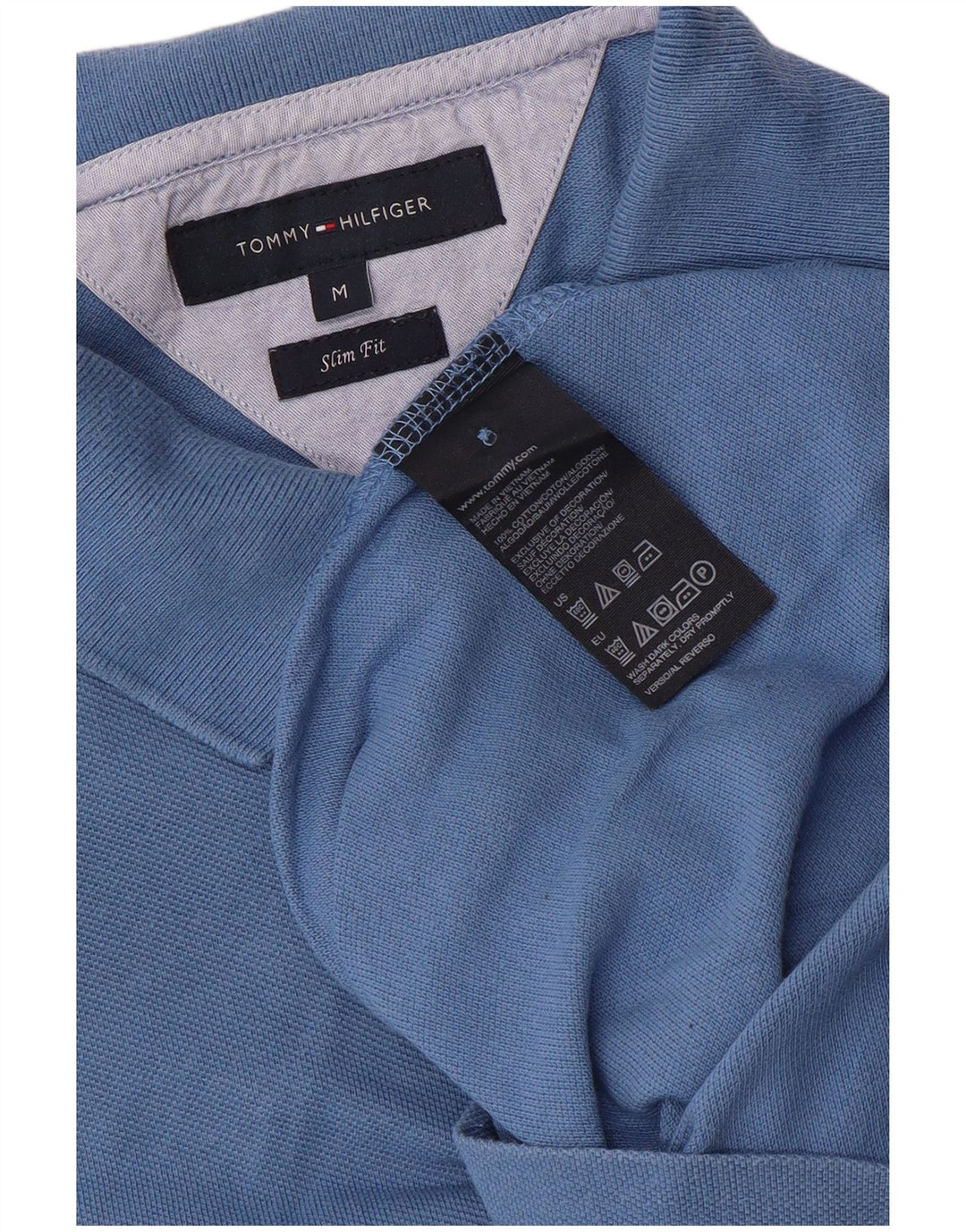 Polo da uomo slim fit Tommy Hilfiger in cotone blu medio