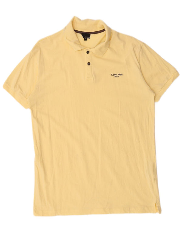 Polo da uomo Calvin Klein Jeans 2XL in cotone giallo