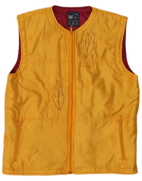Gilet Vintage da Donna IT 46 Large Giallo Floreale in Poliammide