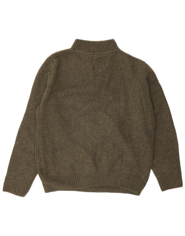 Maglione maglione con collo con zip da donna Barbour UK 18 XL lana kaki