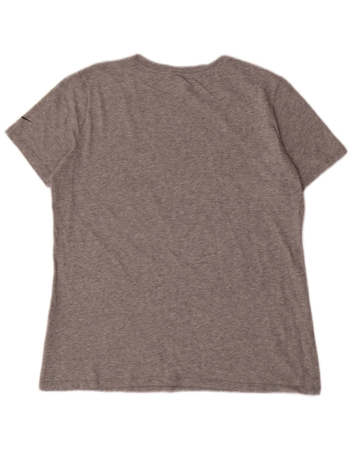NIKE T-shirt grafica Dri Fit da donna Top UK 14 Cotone grigio medio