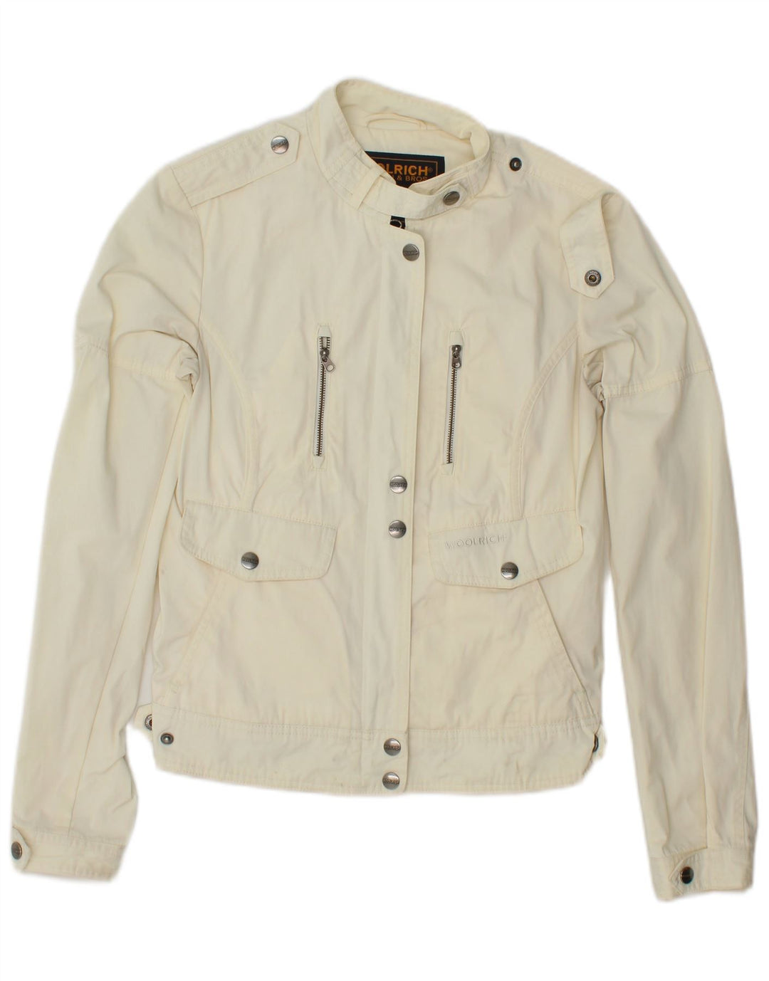 Giacca multiuso da donna WOOLRICH UK 10 piccola in poliestere bianco sporco
