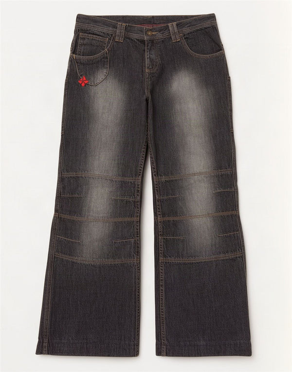 Jeans a gamba larga da donna Animal US 12 W32 L29 Cotone grigio