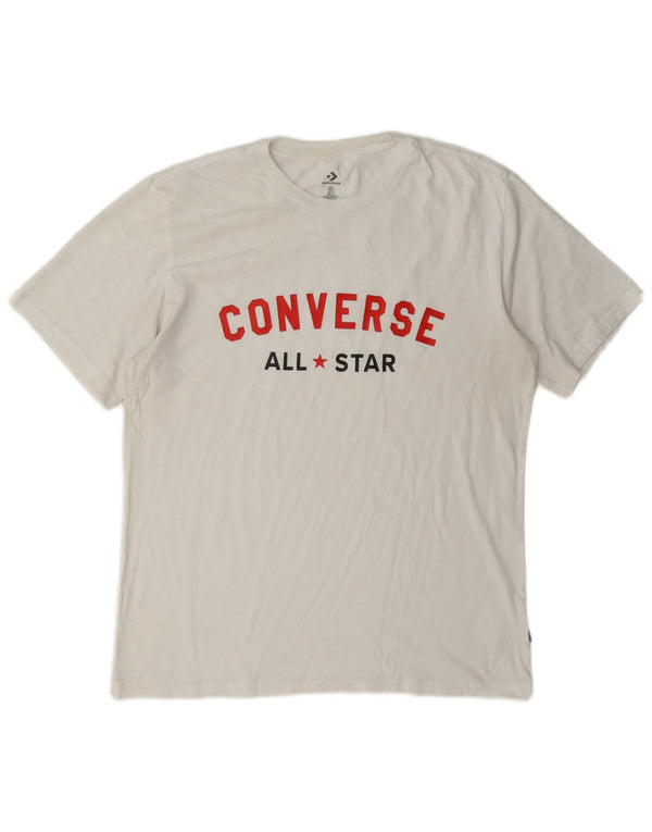 T-shirt grafica da uomo Converse Top grande in cotone bianco